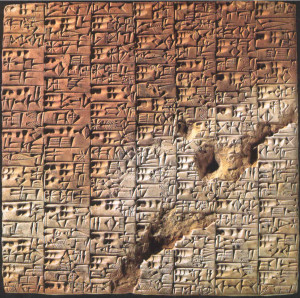 Plato de Arcilla con escritura cuneiforme